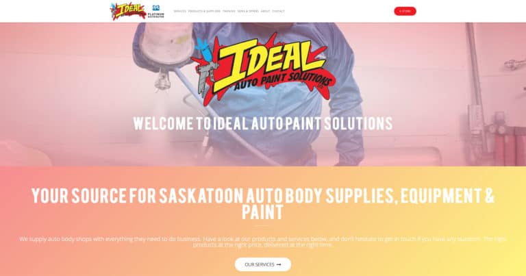 Screenshot of Ideal Auto Paint Solutions website designed in Saskatoon by Becker Design