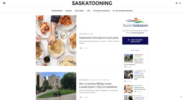 Screenshot of Saskatooning website designed in Saskatoon by Becker Design