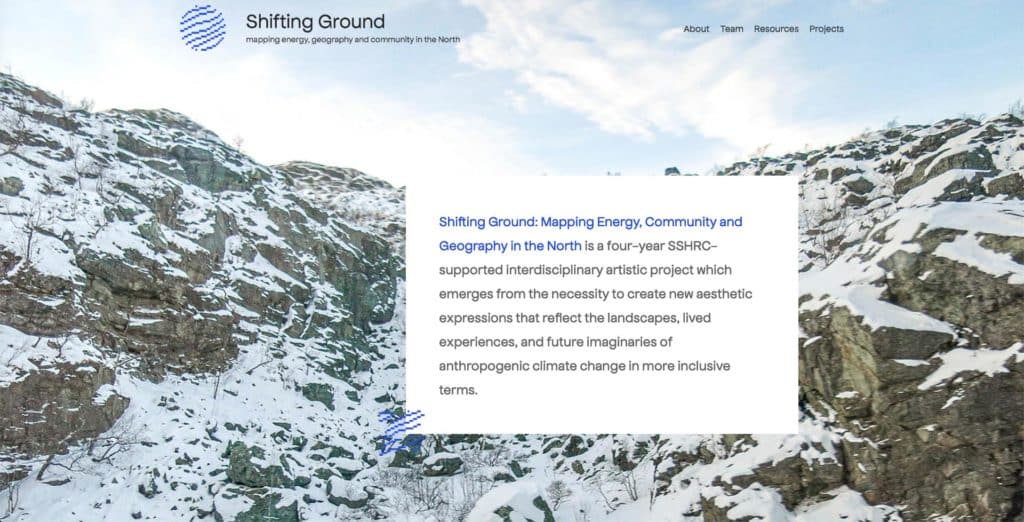 Screenshot of Shifting Ground website designed in Saskatoon by Becker Design
