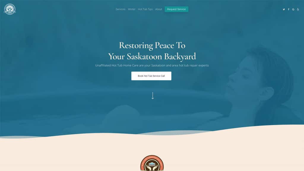 Screenshot of Hot Tub Home Care website, designed in Saskatoon by Becker Design
