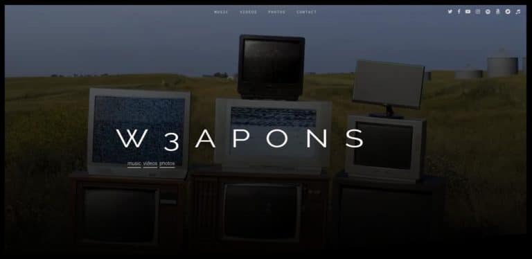 Screenshot of W3APONS website designed in Saskatoon by Becker Design