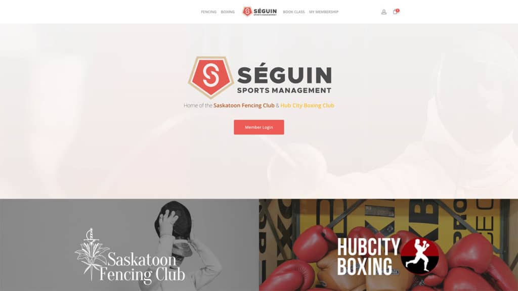 Screenshot of Seguin Sports website, designed in Saskatoon by Becker Design