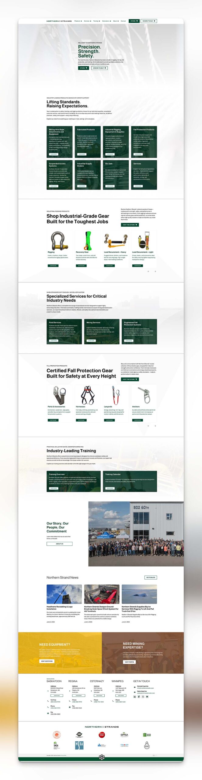Screenshot of full height web design for Northern Strands