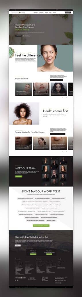 Device displaying the web design for Renew Medispa