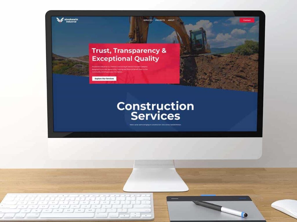 Device displaying web design for Atoskewin Industrial
