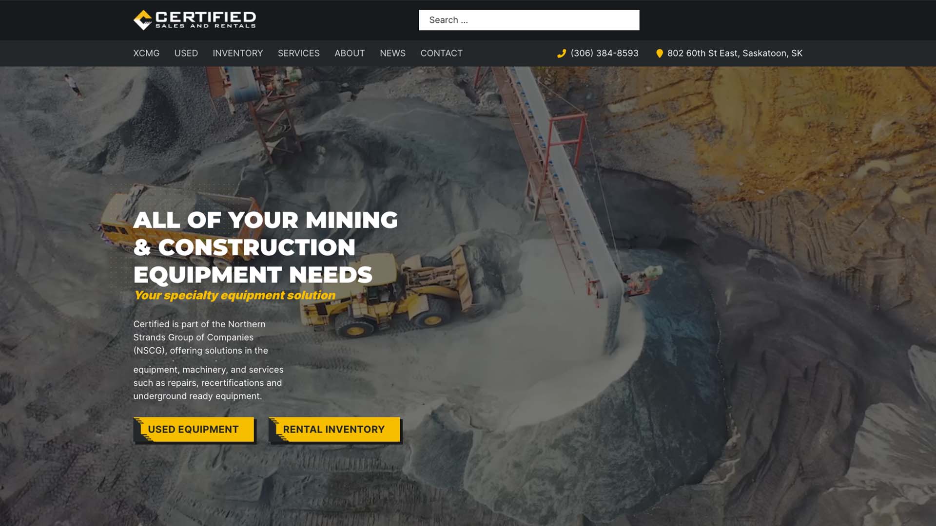 Screenshot of full height web design for Certified Sales and Rentals