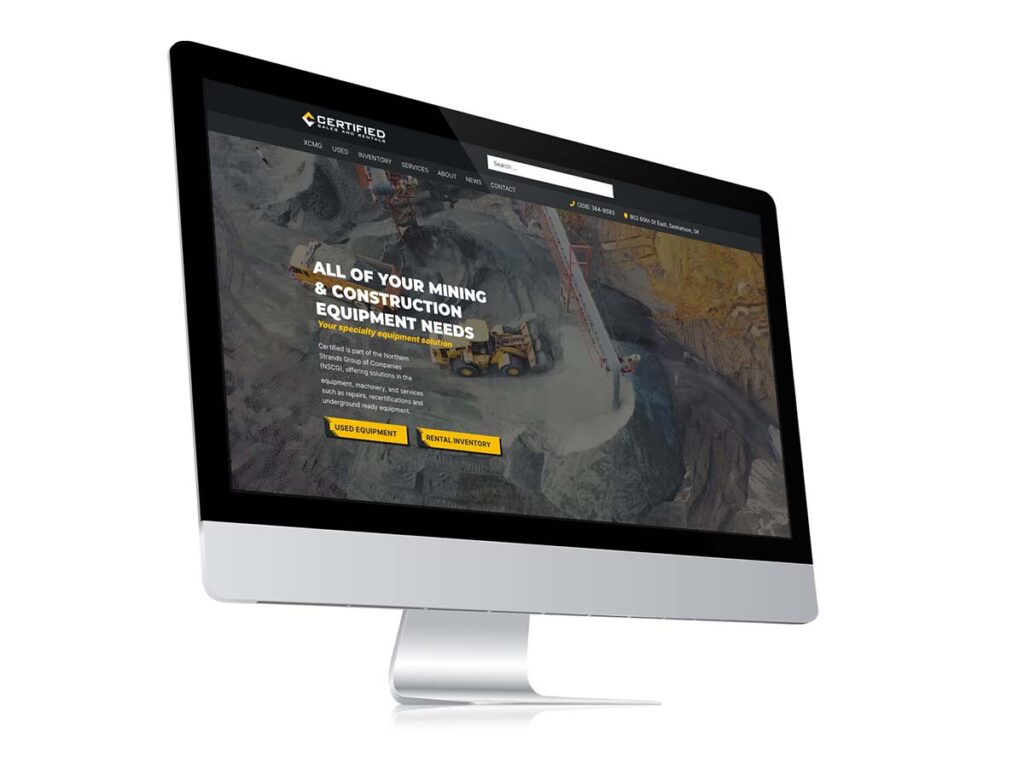 Device displaying the web design for Certified Sales and Rentals