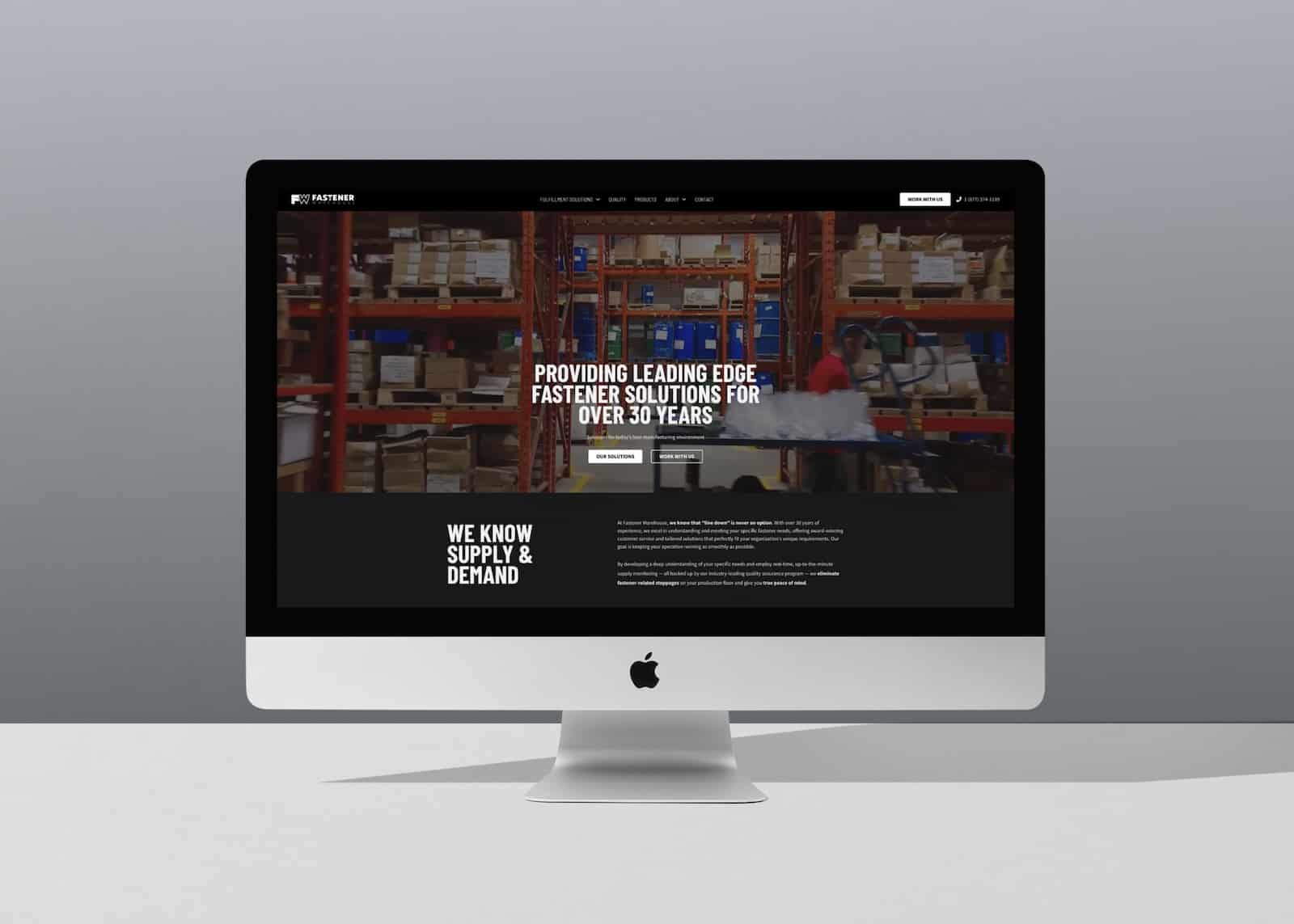 Image showcasing the Fastener Warehouse website