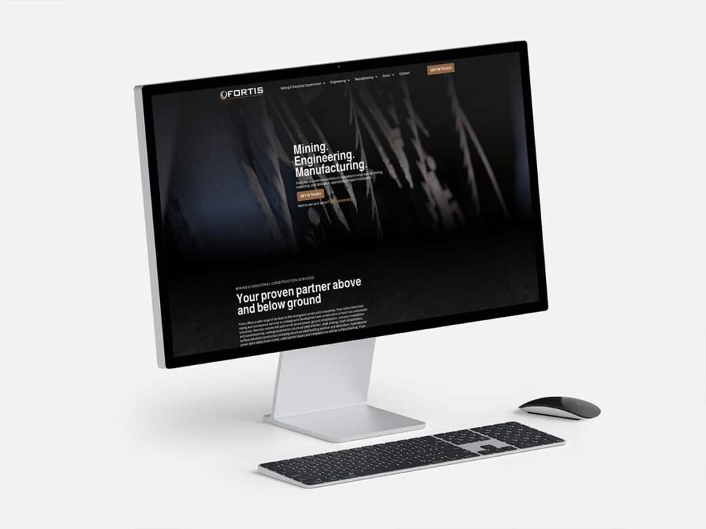 Device displaying the web design for Fortis Engineering & Manufacturing
