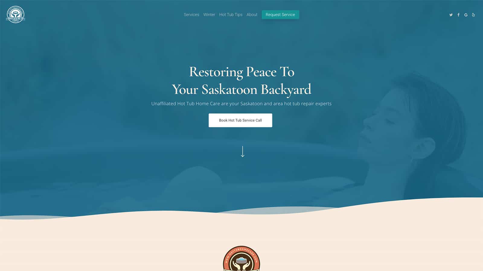 Device displaying the web design for Sanctuary Spas