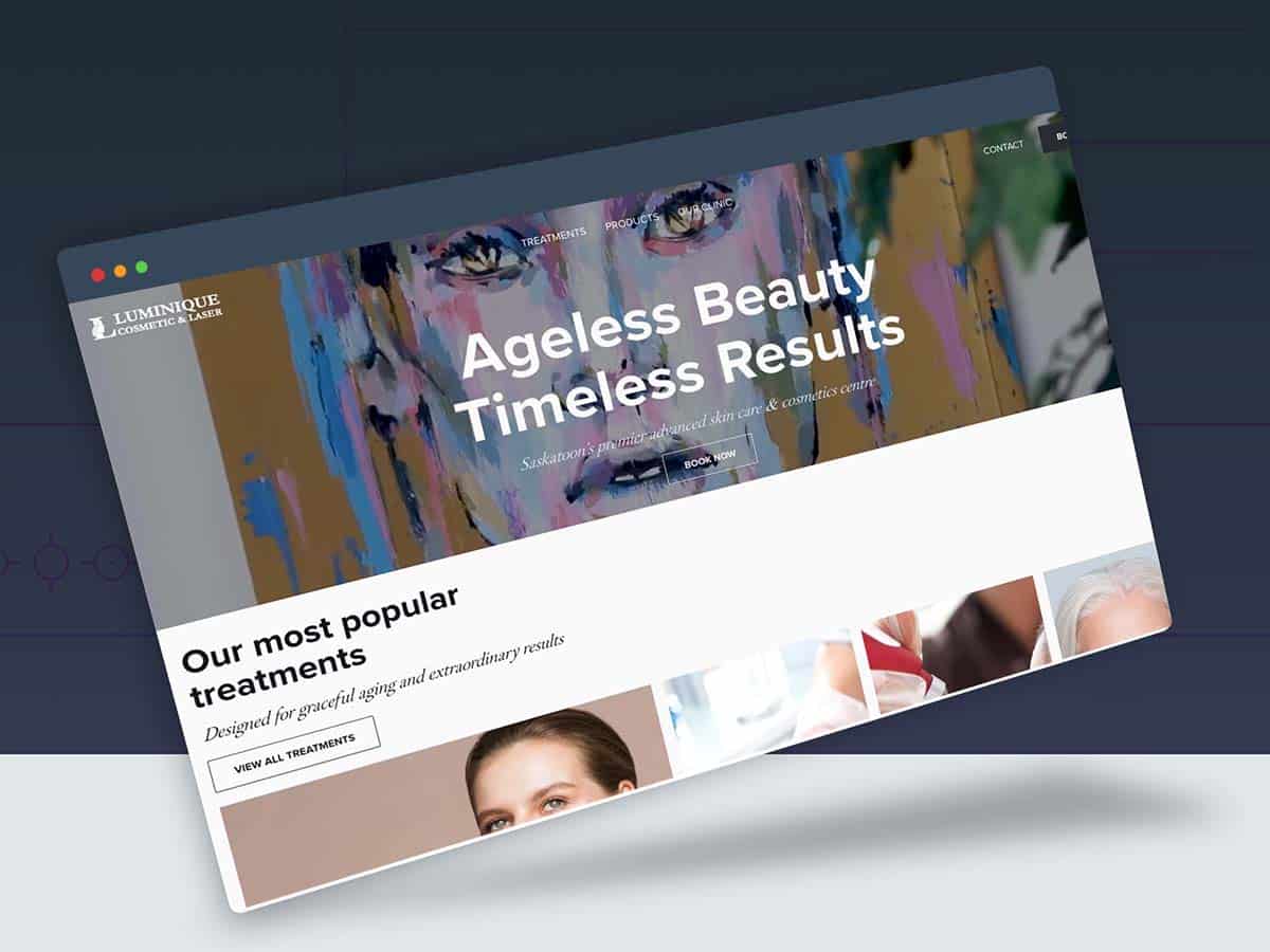 Device displaying the web design for Luminique Cosmetic & Laser