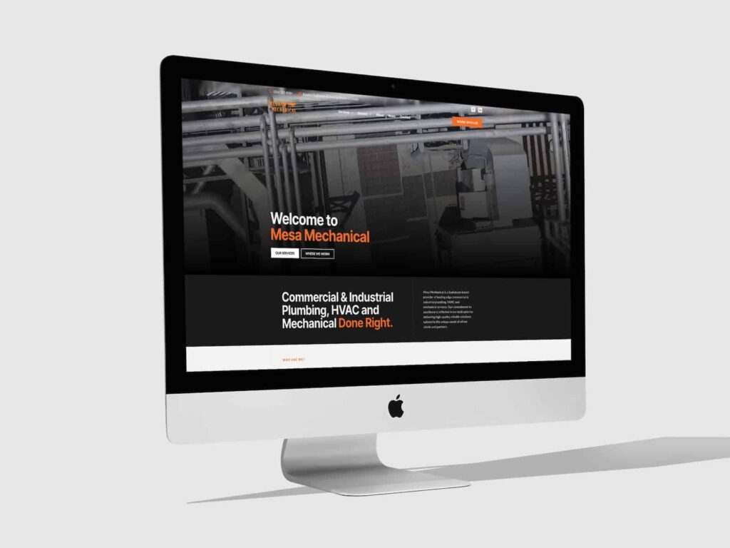 Device displaying the web design for Mesa Mechanical