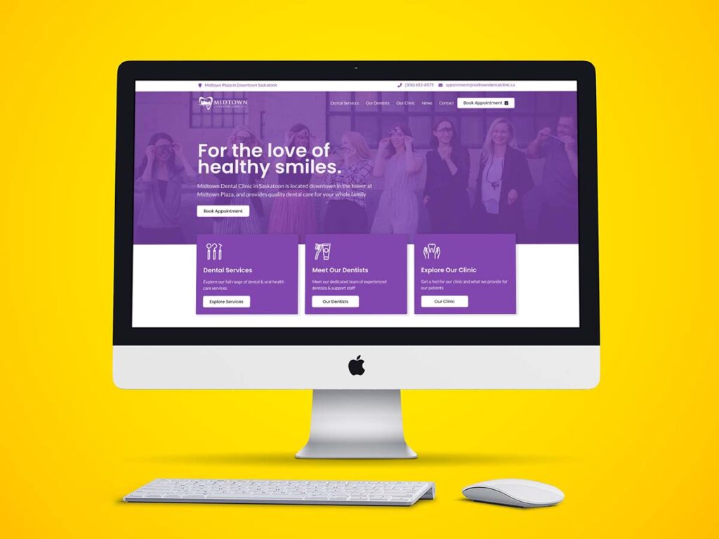 Device displaying the web design for Midtown Dental Clinic