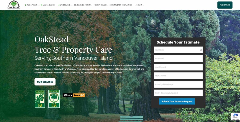 Device displaying web design for Oakstead Landscaping