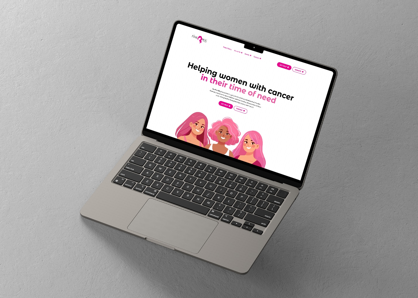 Image showcasing the Pink Wig Foundation website