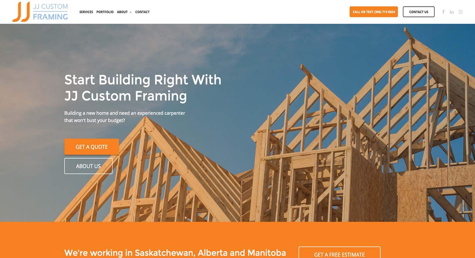 Device displaying the web design for JJ Custom Framing