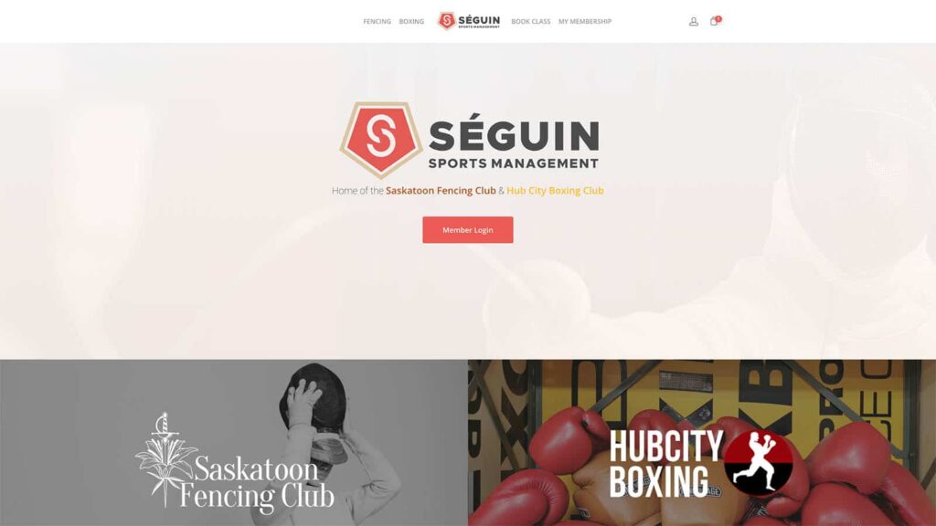 Device displaying web design for Seguin Sports