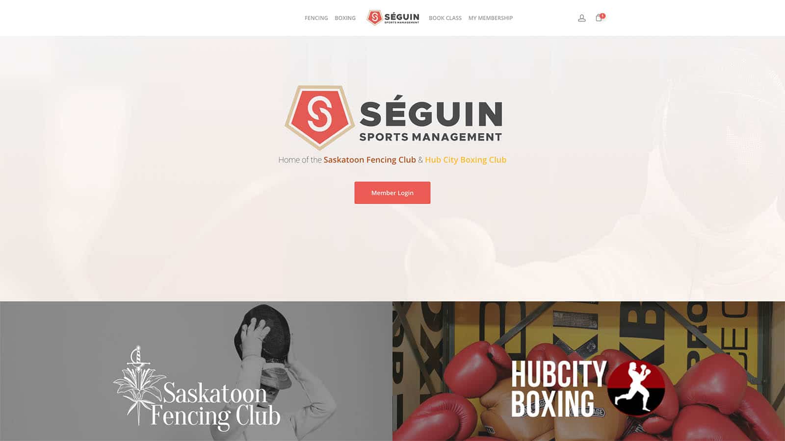 Device displaying the web design for Seguin Sports