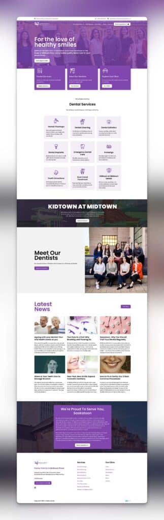 Device displaying the web design for Midtown Dental Clinic