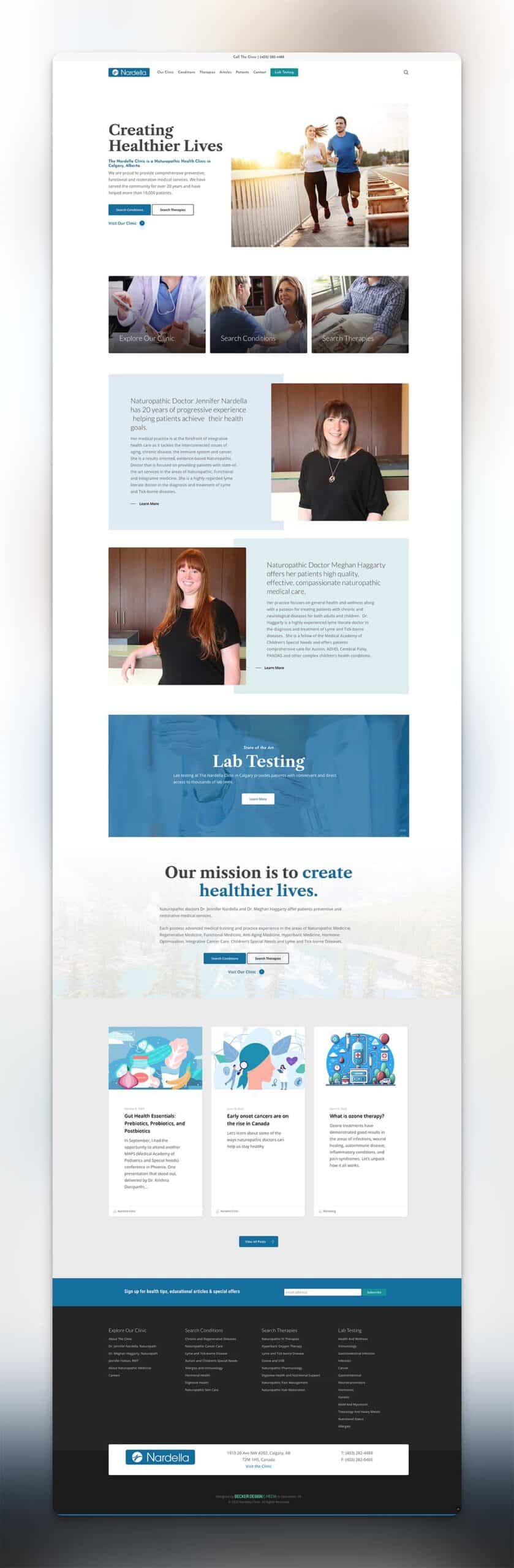 Screenshot of full height web design for Nardella Clinic