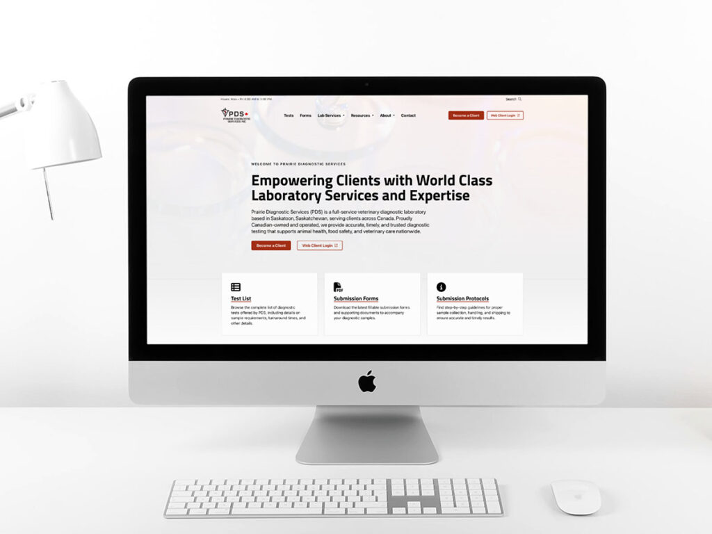 Device displaying web design for PDS Inc