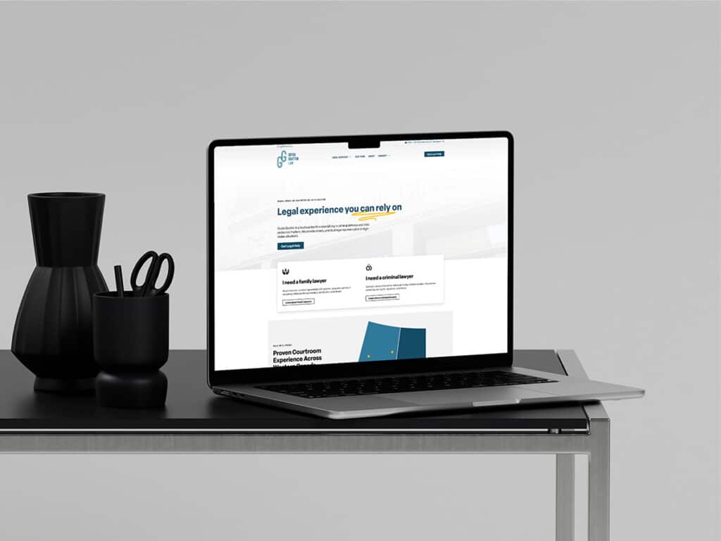 Device displaying the web design for Gryba Gratton