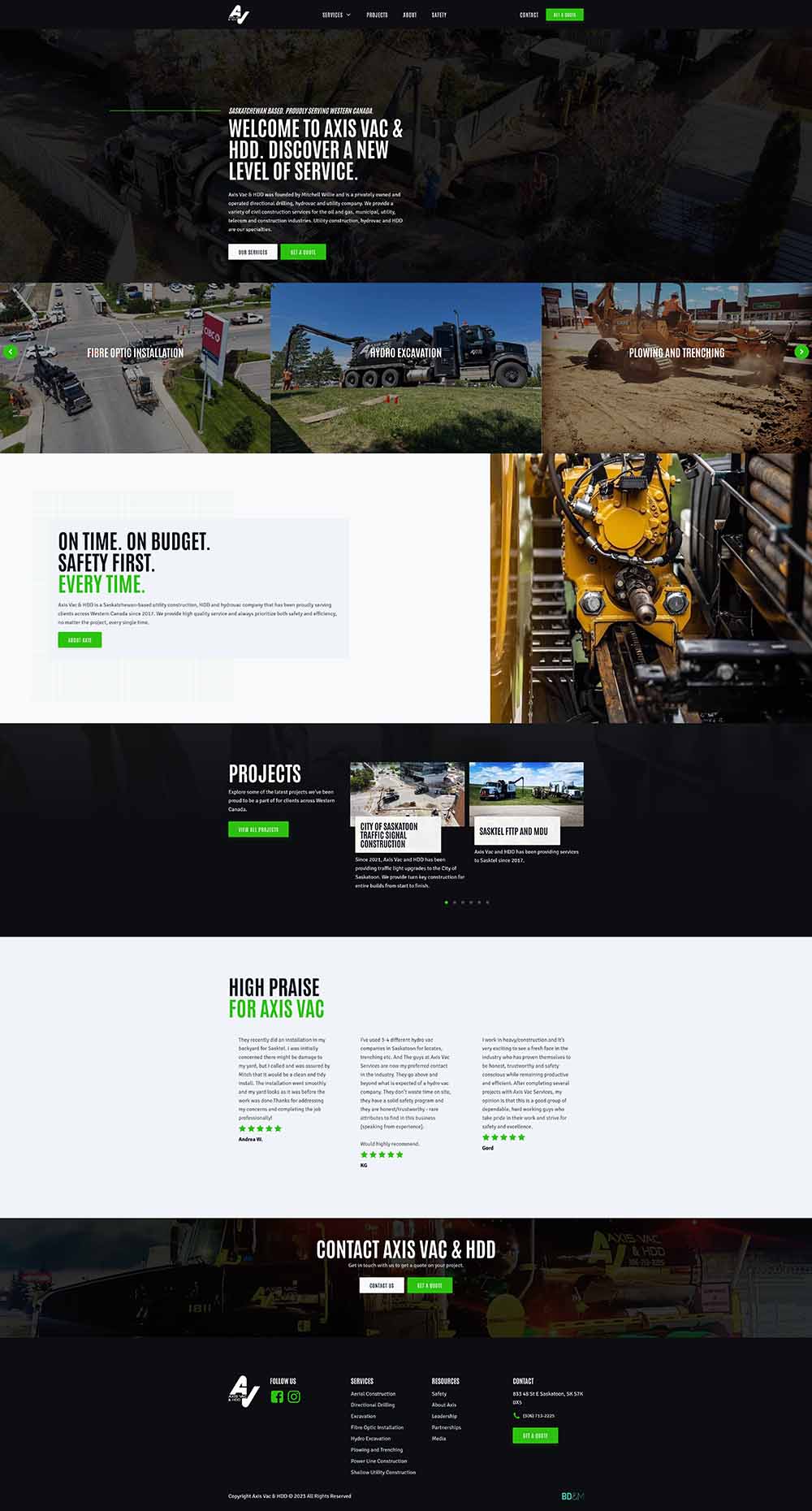 Full-page capture of the Axis Vac & HDD website