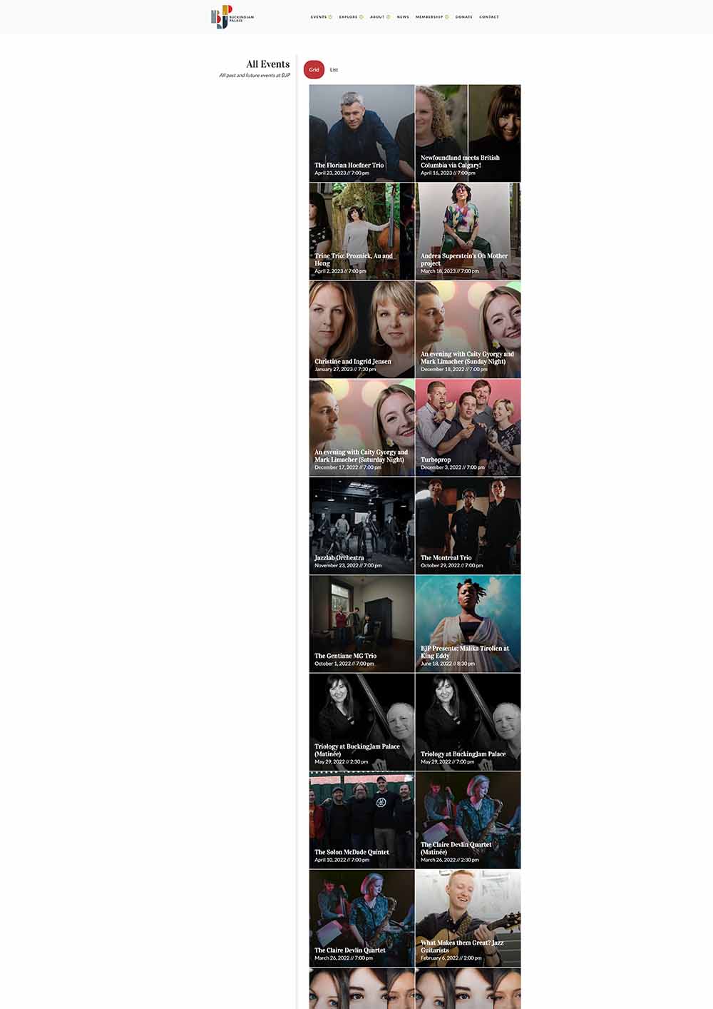 Full-page capture of the BuckingJam Palace website