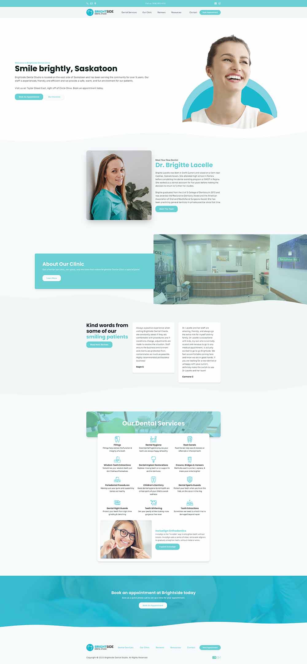 Full-page capture of the Brightside Dental Studio website