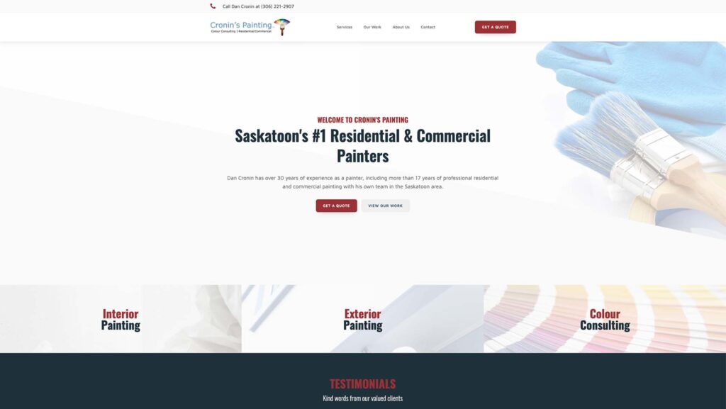 Cronin’s Painting website by Becker Design