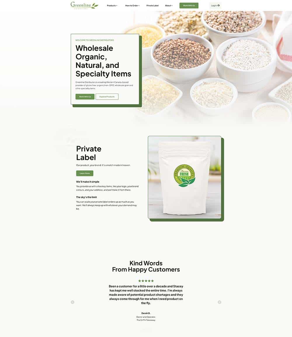 Full-page capture of the Greenline Distributors website