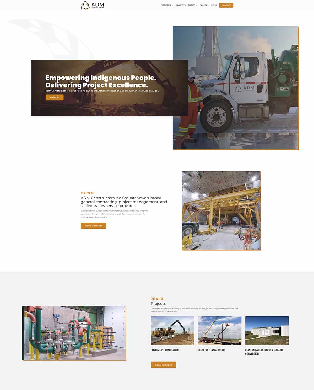 Full-page capture of the KDM Constructors website