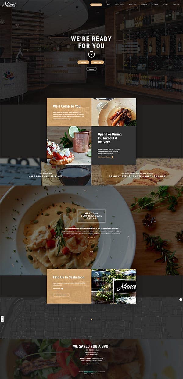 Full-page capture of the Mano’s Restaurant website