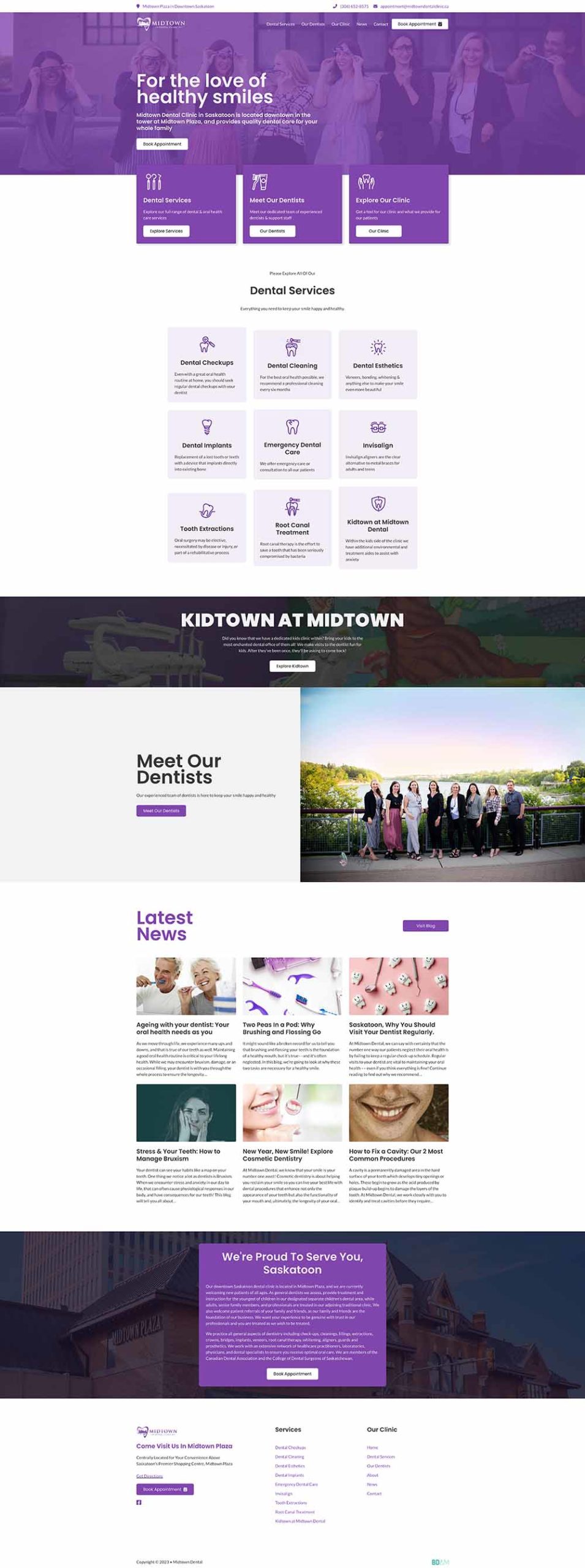 Full-page capture of the Midtown Dental Clinic website