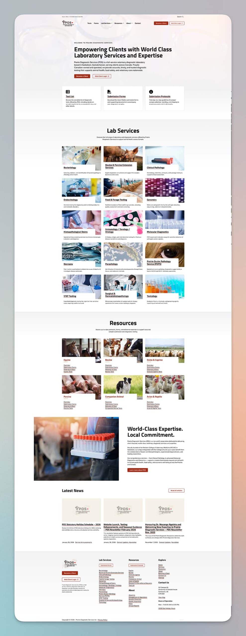 Full-page capture of the PDS Inc website