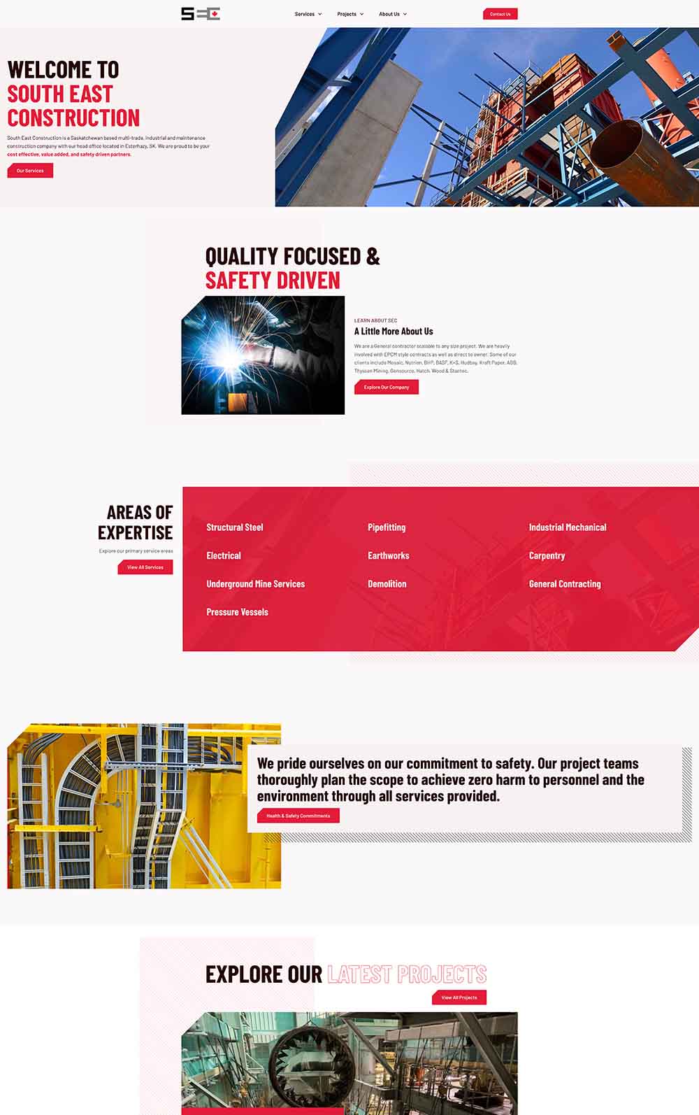 Full-page capture of the South East Construction website