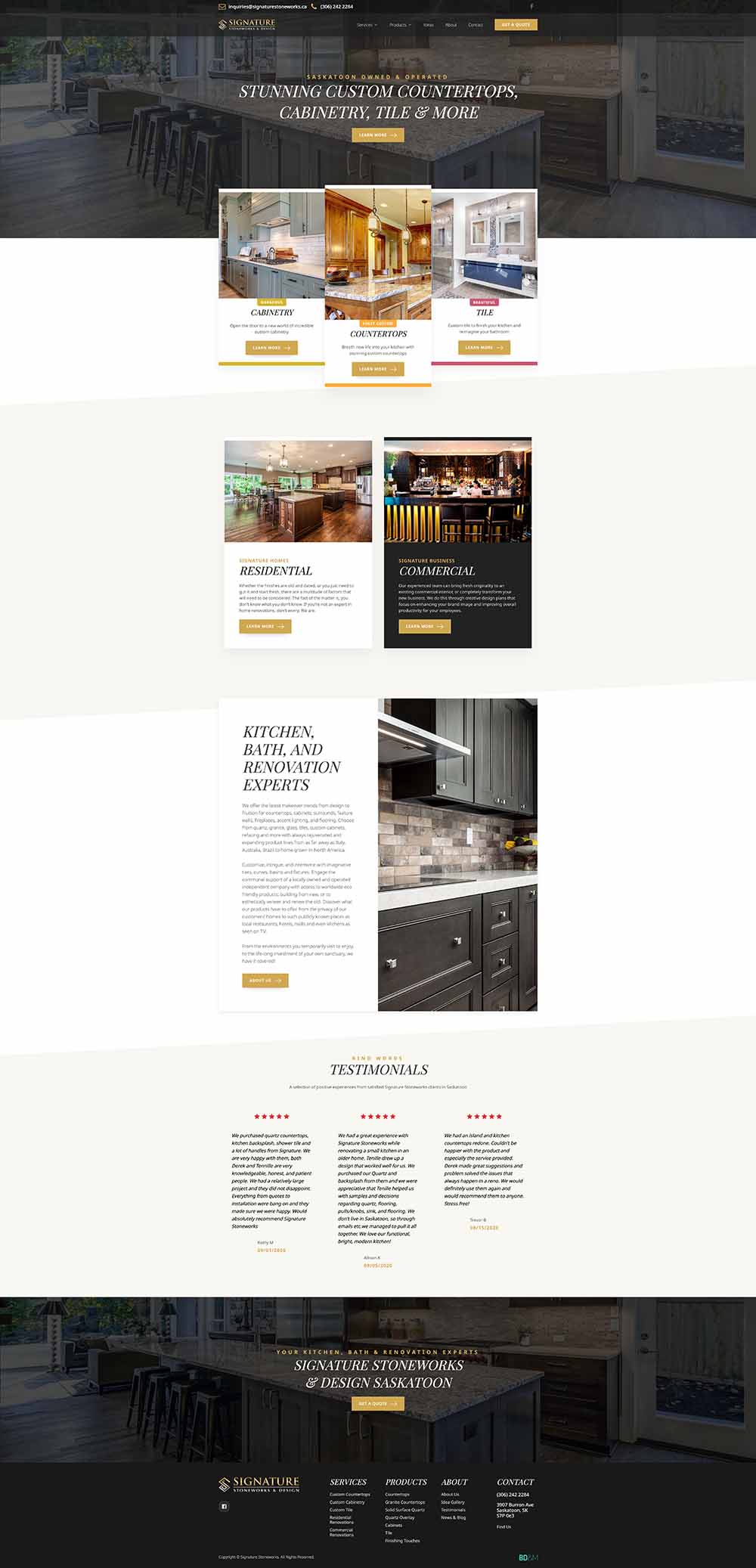 Full-page capture of the Signature Stoneworks website
