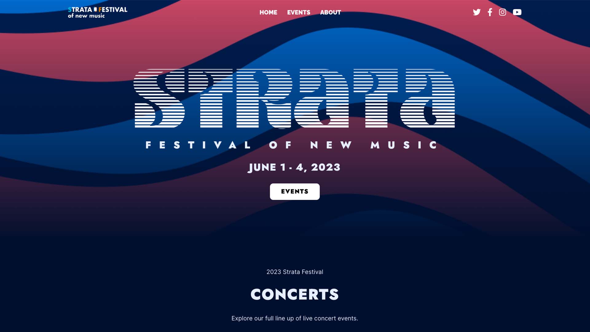 Full-page capture of the Strata Festival of New Music website