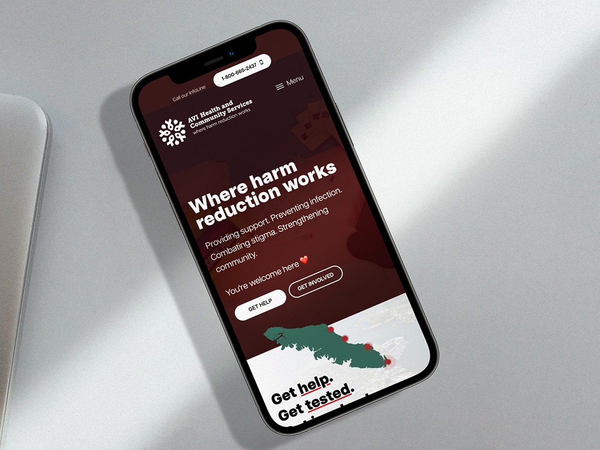 Full-page capture of the AVI Health & Community Services website