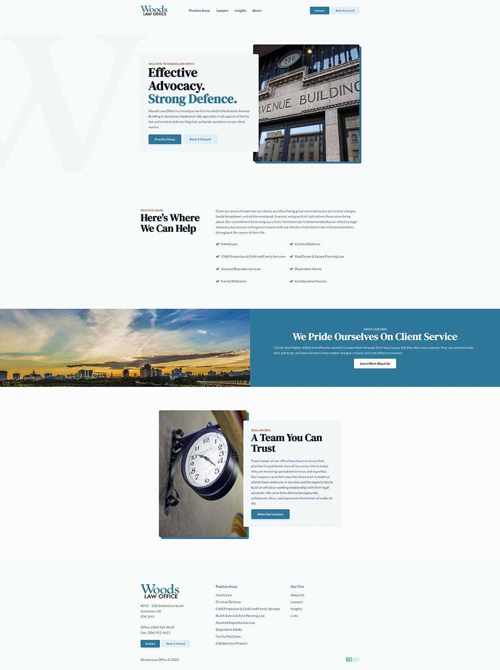 Full-page capture of the Woods Law Office website