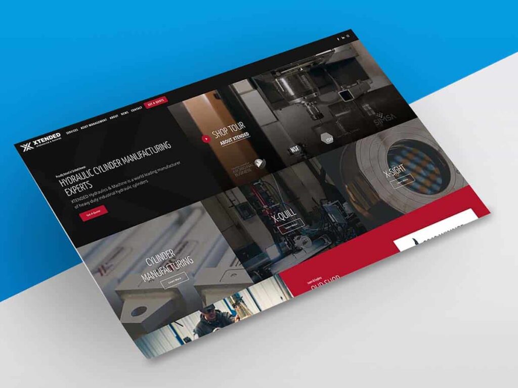 XTENDED Hydraulics & Machine website by Becker Design